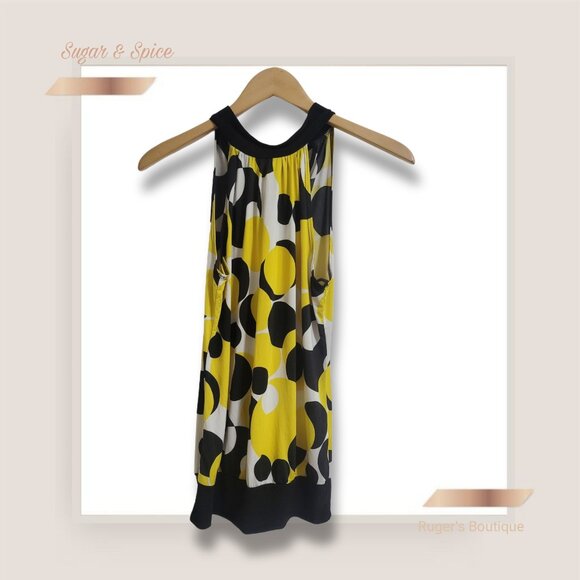 🌿Sugar Spice Woman's Halter Black & Yellow Blouse Size Large - Picture 3 of 12